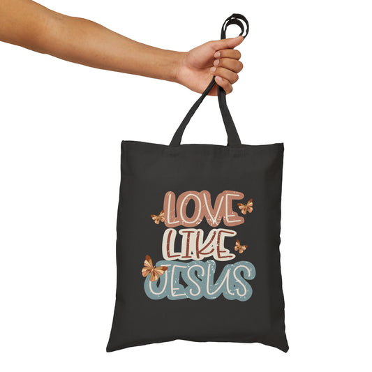 Love Like Jesus Premium Tote Bag Black 15" x 16" tosave1life.com