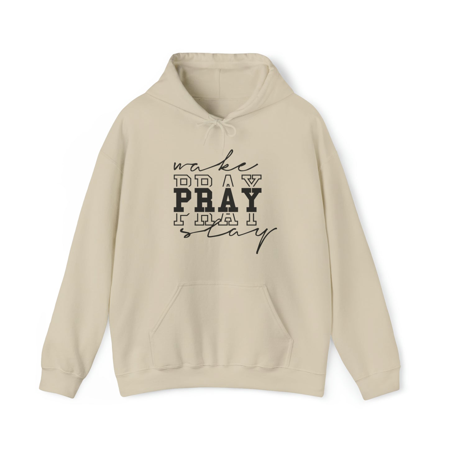 Wake Pray Slay Premium Hoodie Sand tosave1life.com