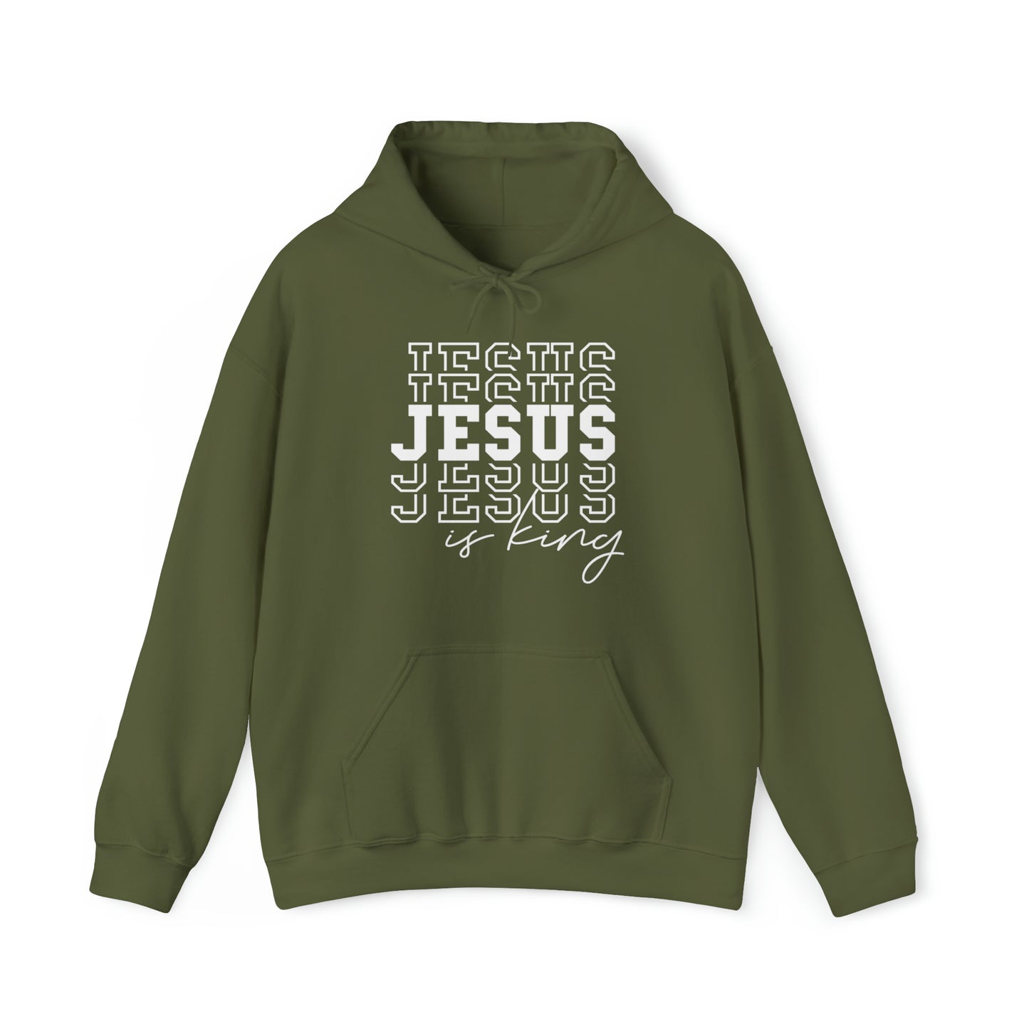 Jesus is King Premium Hoodie Military Green tosave1life.com