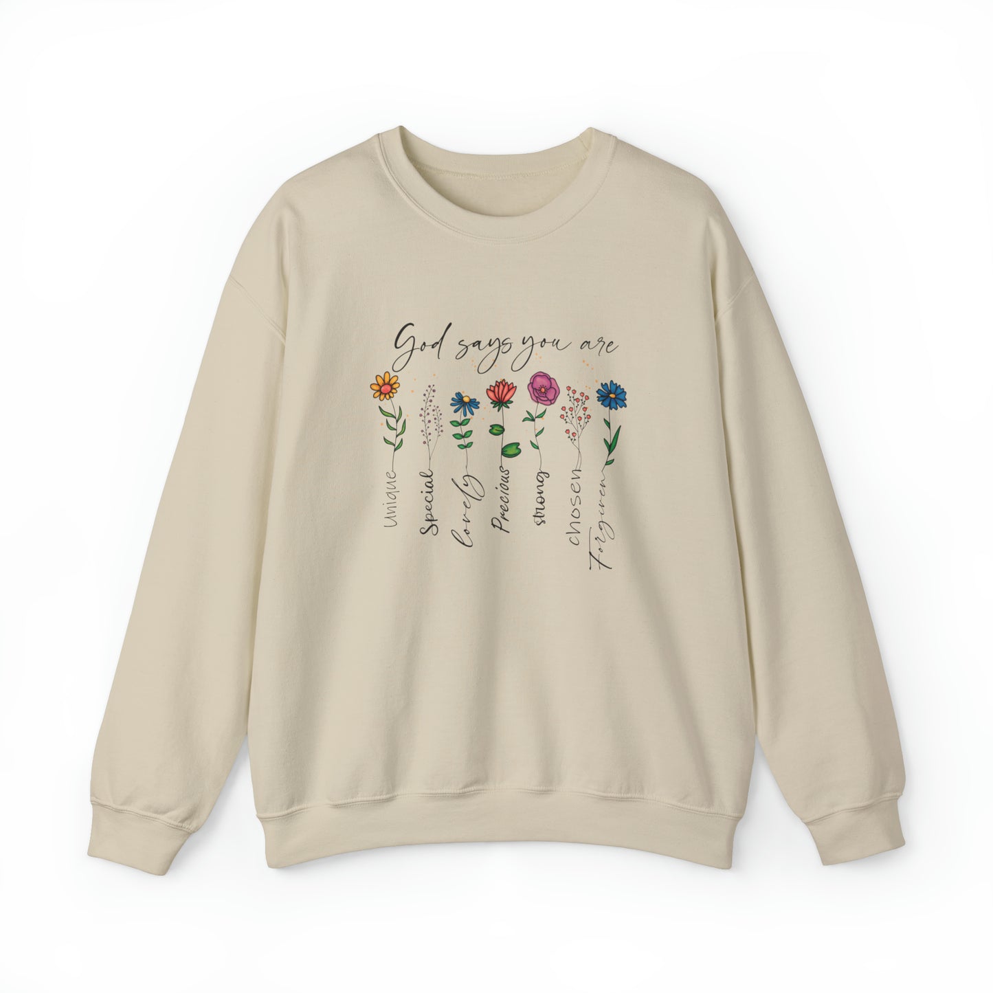 God Says You Are Premium Sweatshirt Sand tosave1life.com