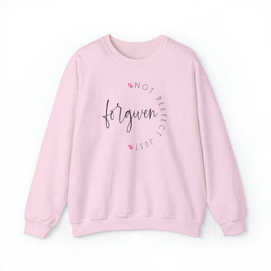 Not Perfect Just Forgiven Premium Sweatshirt Light Pink tosave1life.com