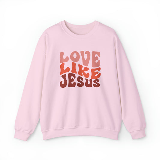 Love Like Jesus Sweatshirt Light Pink tosave1life.com