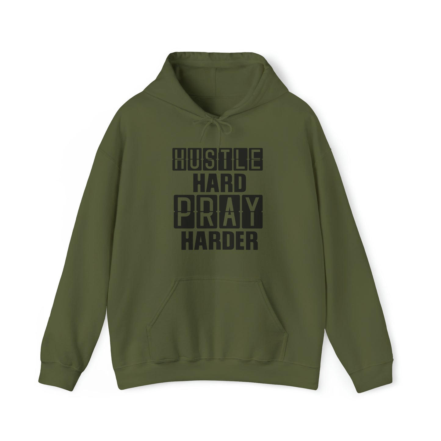 Hustle Hard Pray Harder Premium Hoodie Military Green tosave1life.com