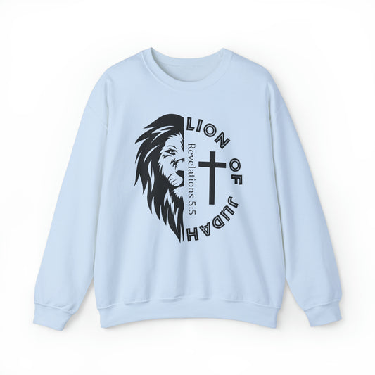 Lion of Judah Premium Sweatshirt Light Blue tosave1life.com