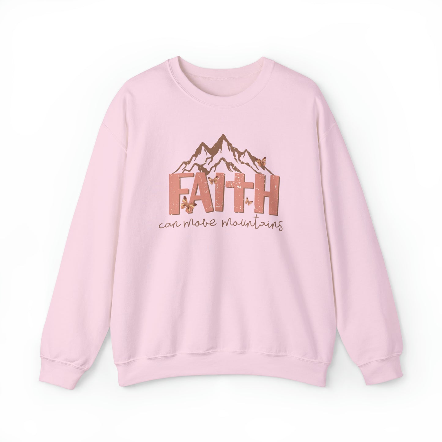 Faith Can Move Mountains Premium Sweatshirt Light Pink tosave1life.com