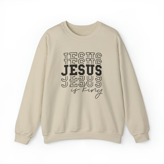 Jesus is King Premium Sweatshirt Sand tosave1life.com