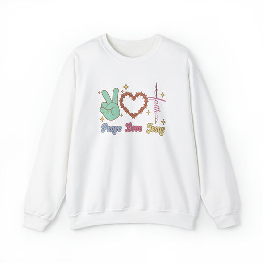 Peace Love Jesus Premium Sweatshirt White tosave1life.com