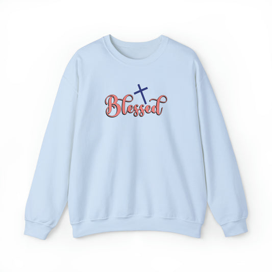 Blessed Premium Sweatshirt Light Blue tosave1life.com