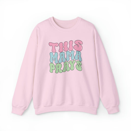 This Mama Prays Premium Sweatshirt Light Pink tosave1life.com