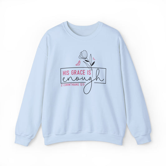 His Grace is Enough Premium Sweatshirt Light Blue tosave1life.com