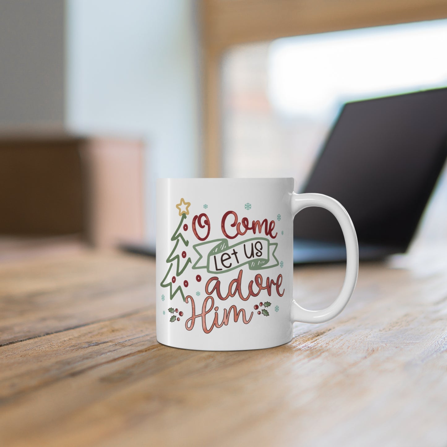 Let Us Adore Him Christmas Mug
