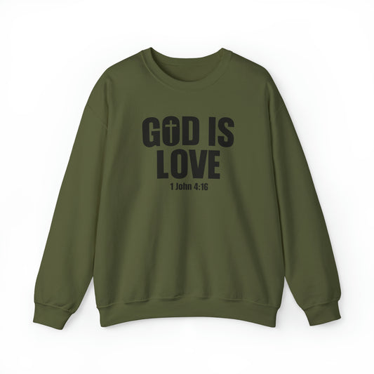 God Is Love Premium Sweatshirt Military Green tosave1life.com