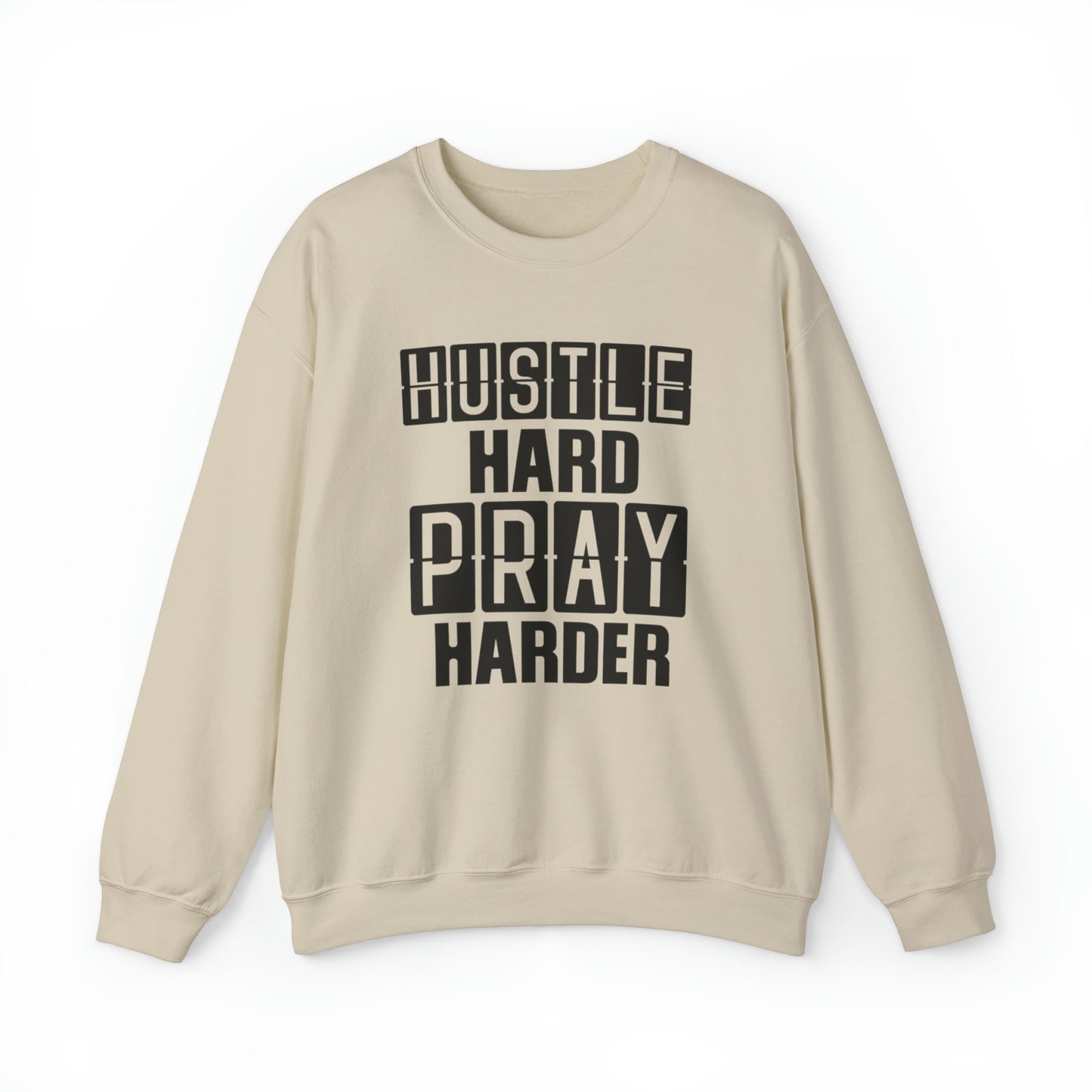 Hustle Hard Pray Harder Premium Sweatshirt Sand tosave1life.com