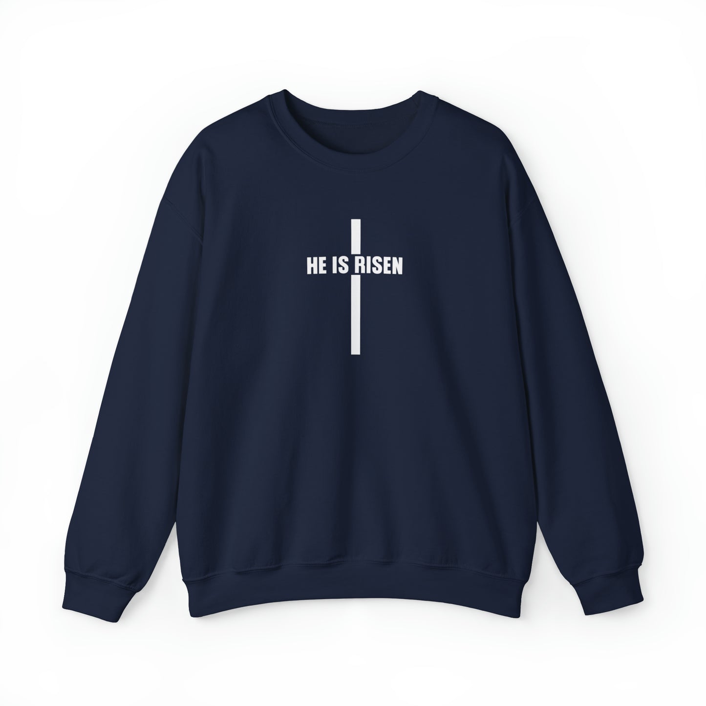 He Is Risen Premium Sweatshirt Navy tosave1life.com