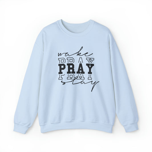 Wake Pray Slay Premium Sweatshirt Light Blue tosave1life.com