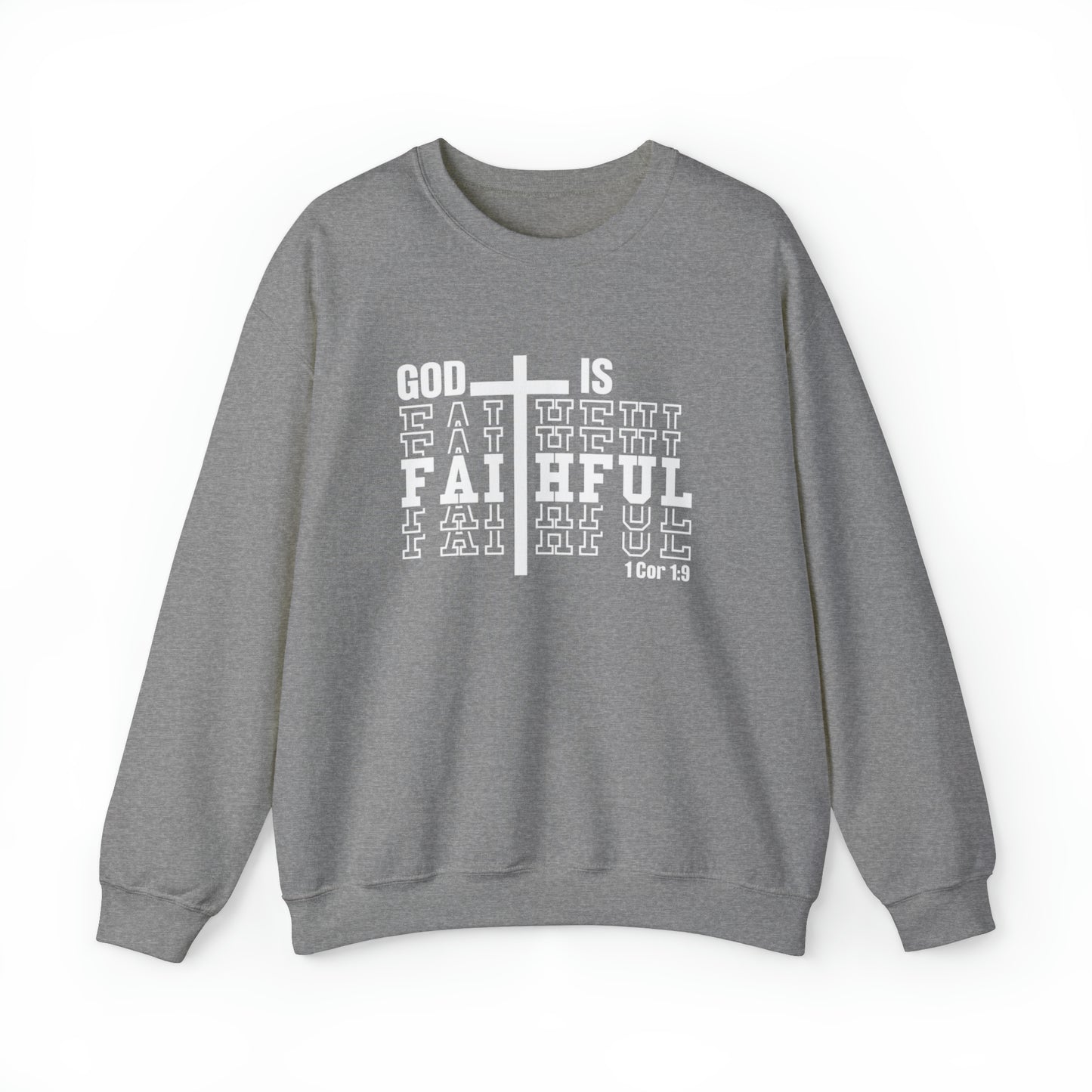 God is Faithful Premium Sweatshirt Graphite Heather tosave1life.com