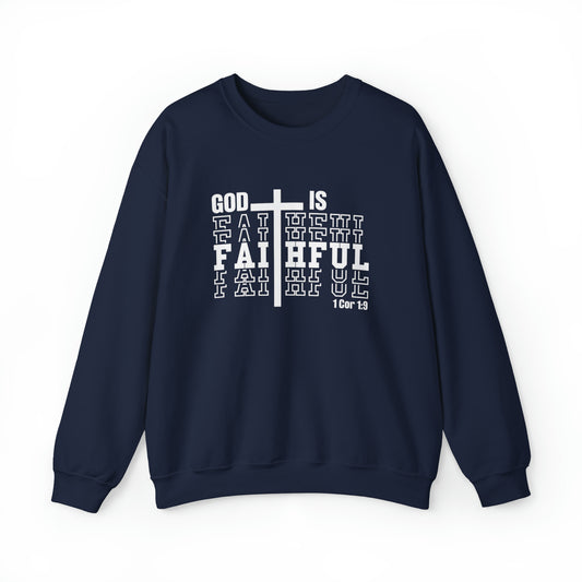 God is Faithful Premium Sweatshirt Navy tosave1life.com