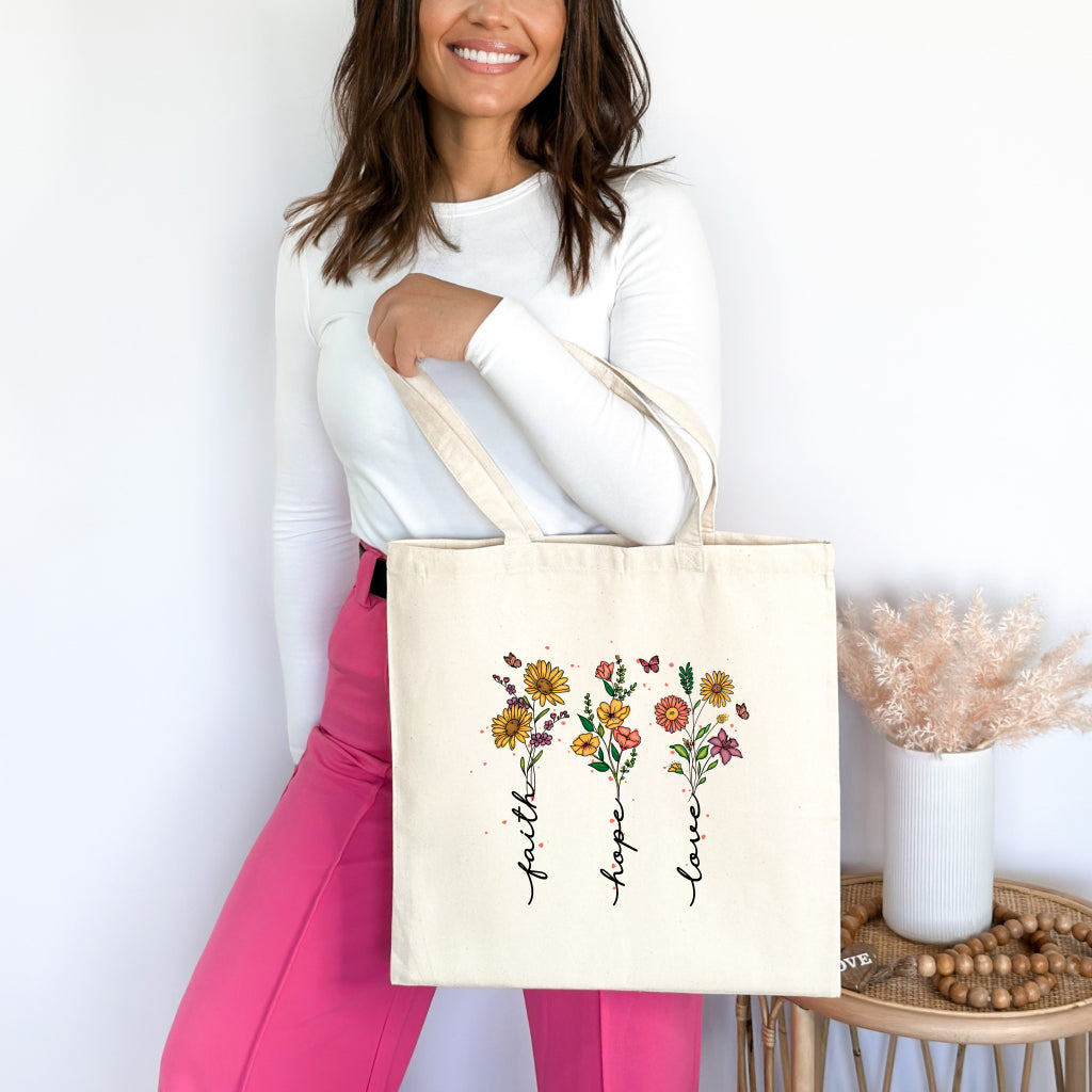 Faith Hope Love Premium Tote Bag Natural 15" x 16" tosave1life.com