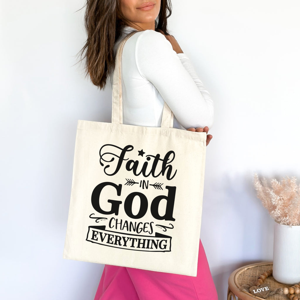 Faith in God Premium Tote Bag Natural 15" x 16" tosave1life.com