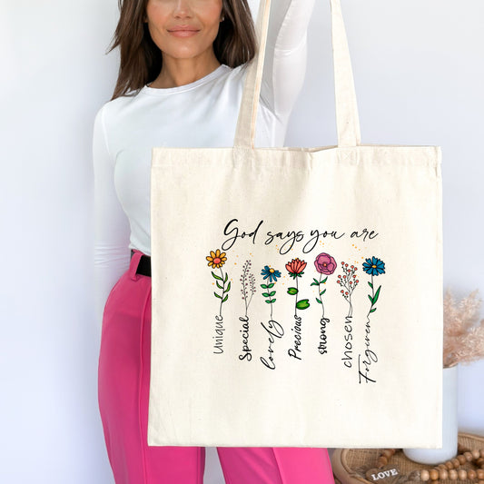 God Says You Are Premium Tote Bag Natural 15" x 16" tosave1life.com