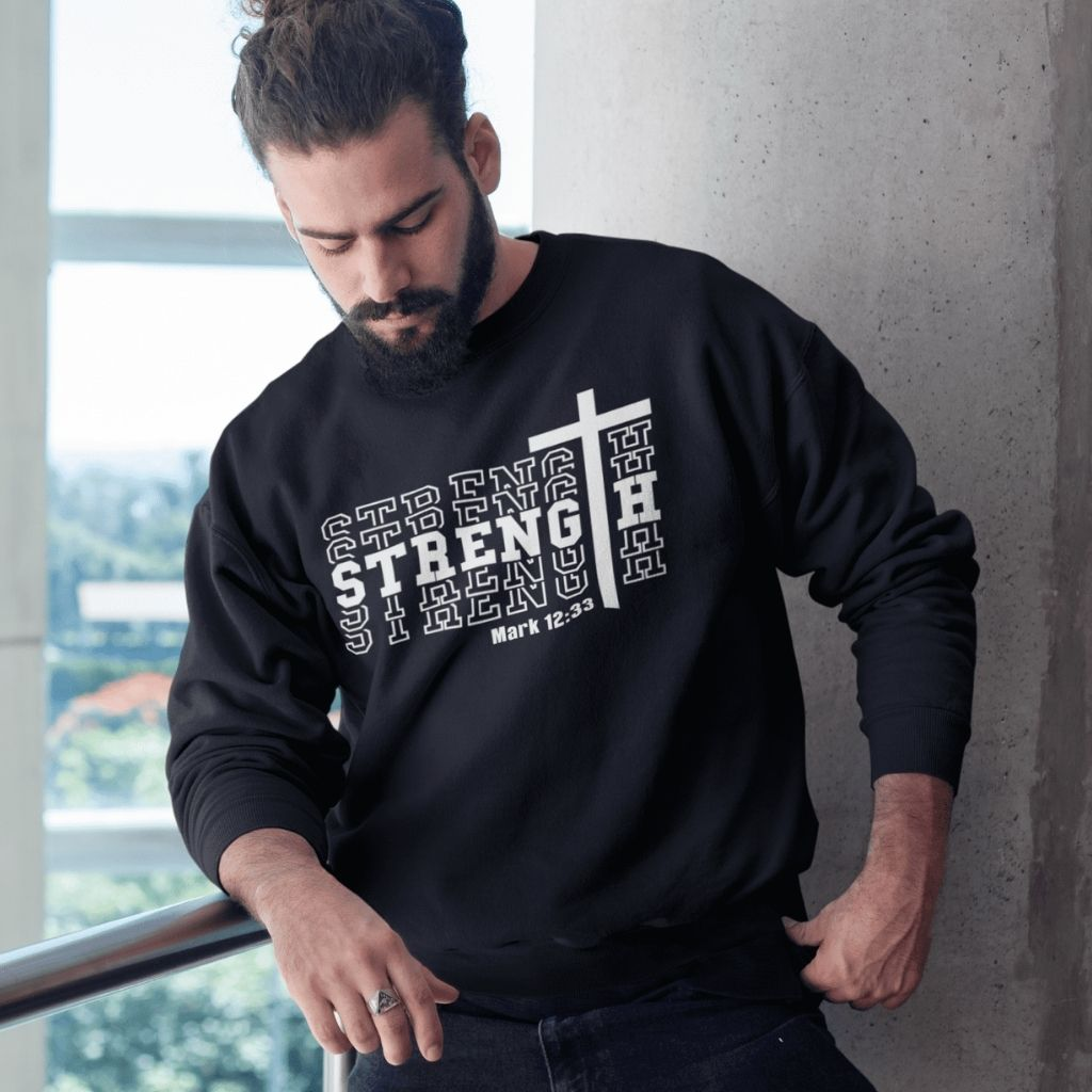 strength mens black sweatshirt