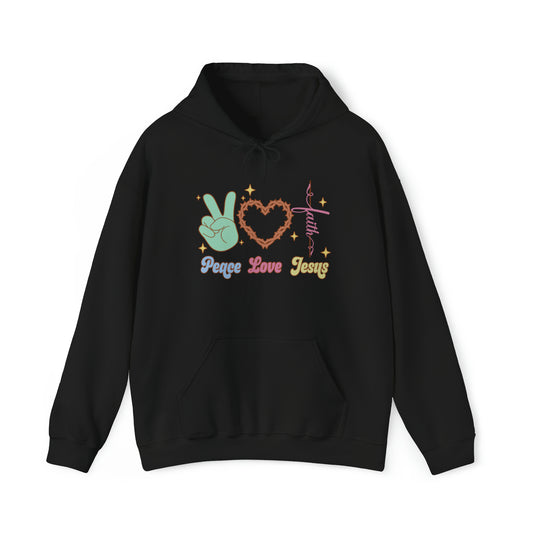 Peace Love Jesus Christian Hoodie Black tosave1life.com