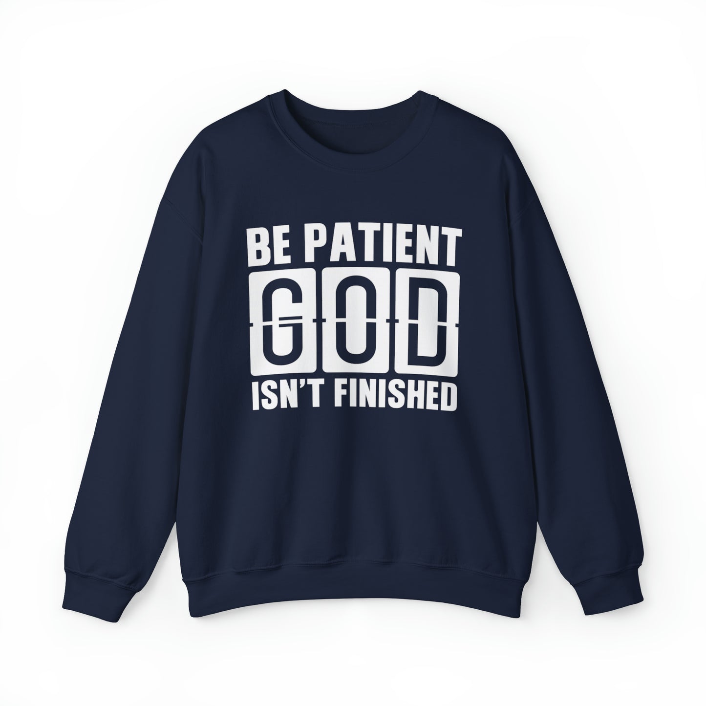 Be Patient Christian Sweatshirt Navy tosave1life.com