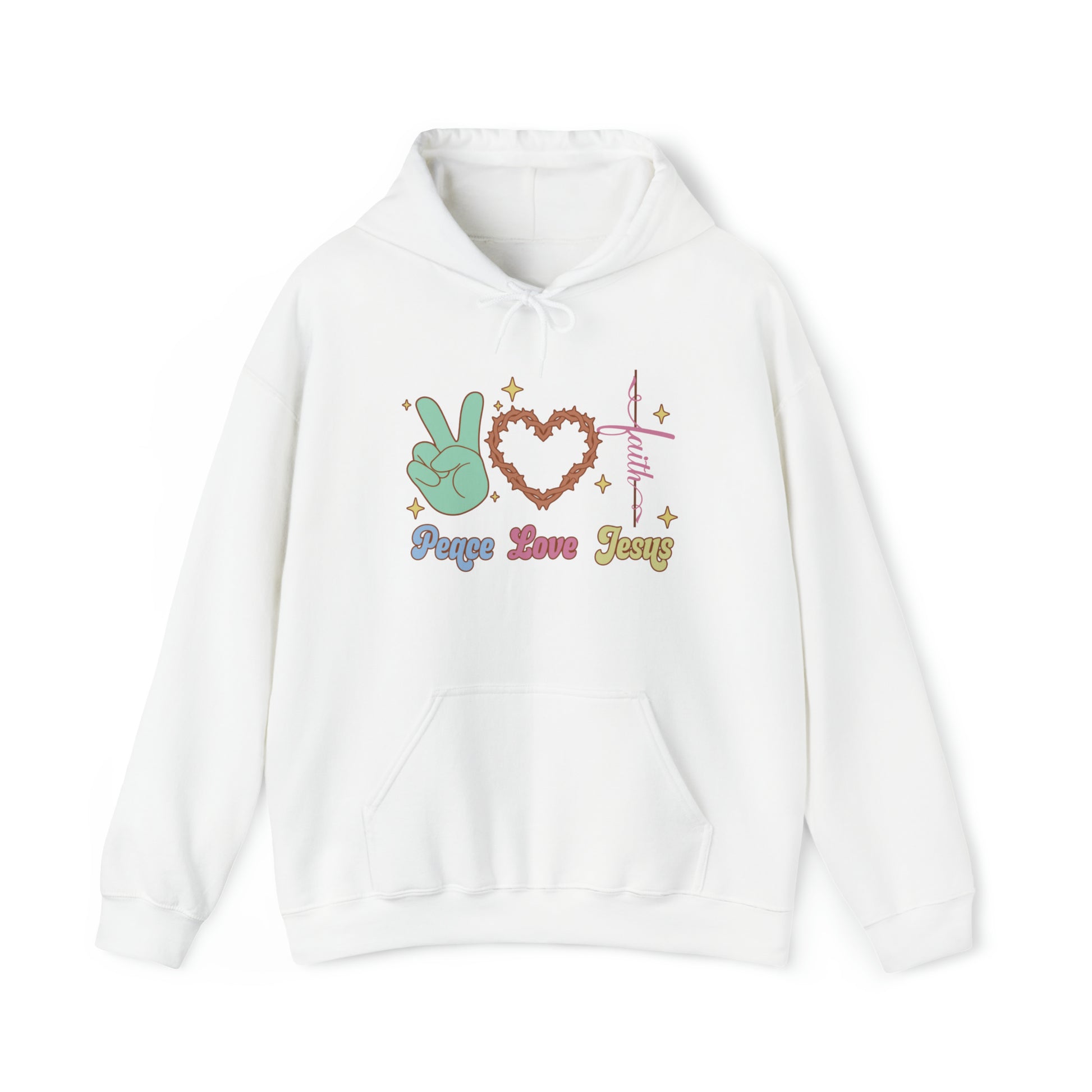 Peace Love Jesus Christian Hoodie White tosave1life.com