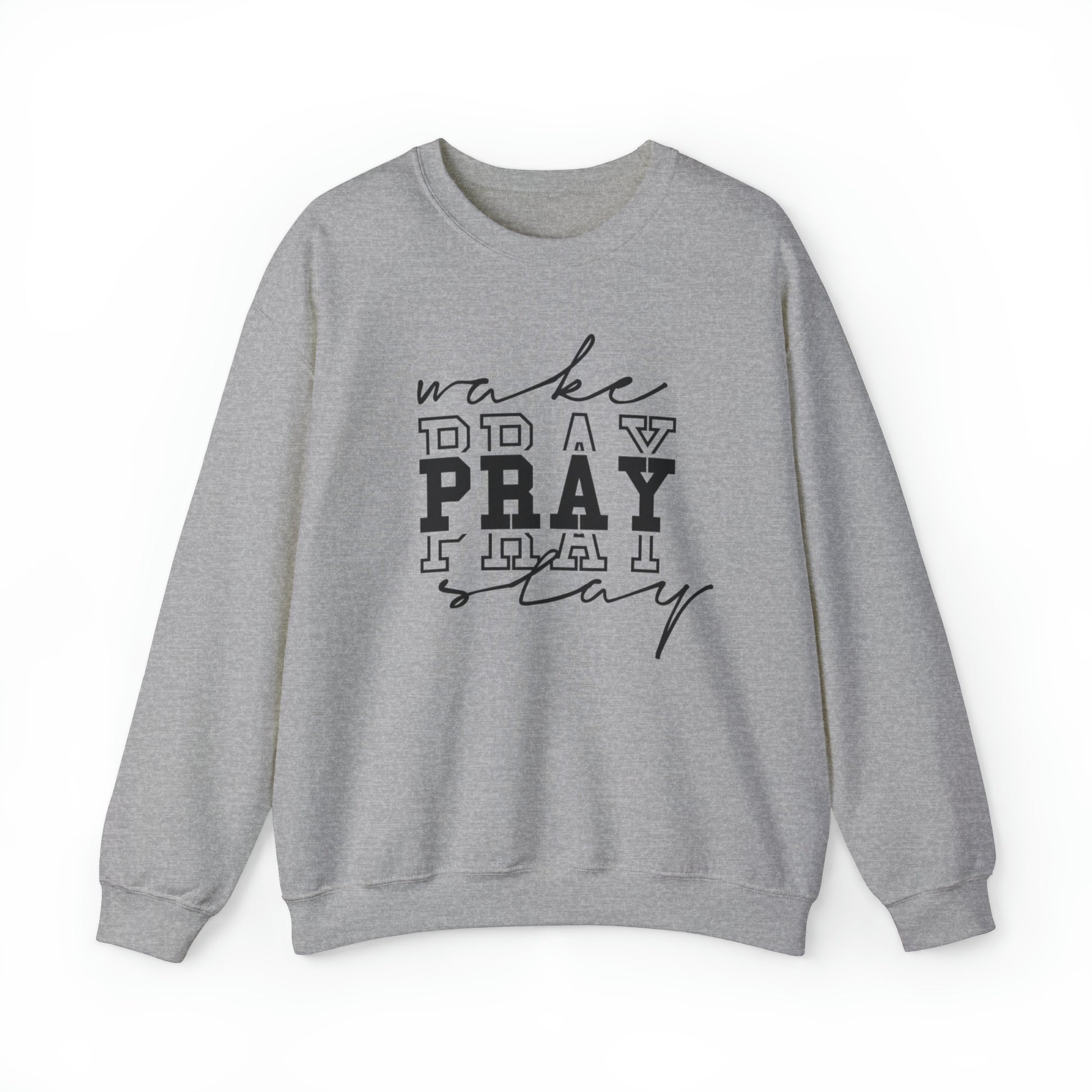 Wake Pray Slay Christian Sweatshirt Sport Grey tosave1life.com