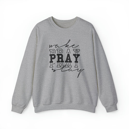 Wake Pray Slay Christian Sweatshirt Sport Grey tosave1life.com