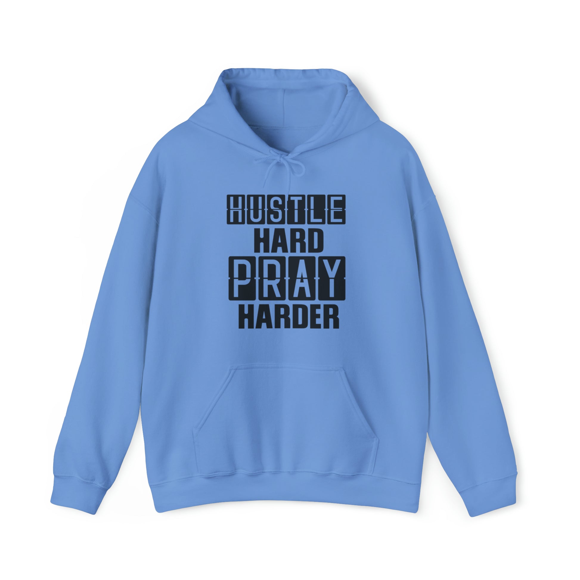 Hustle Hard Pray Harder Christian Hoodie Carolina Blue tosave1life.com