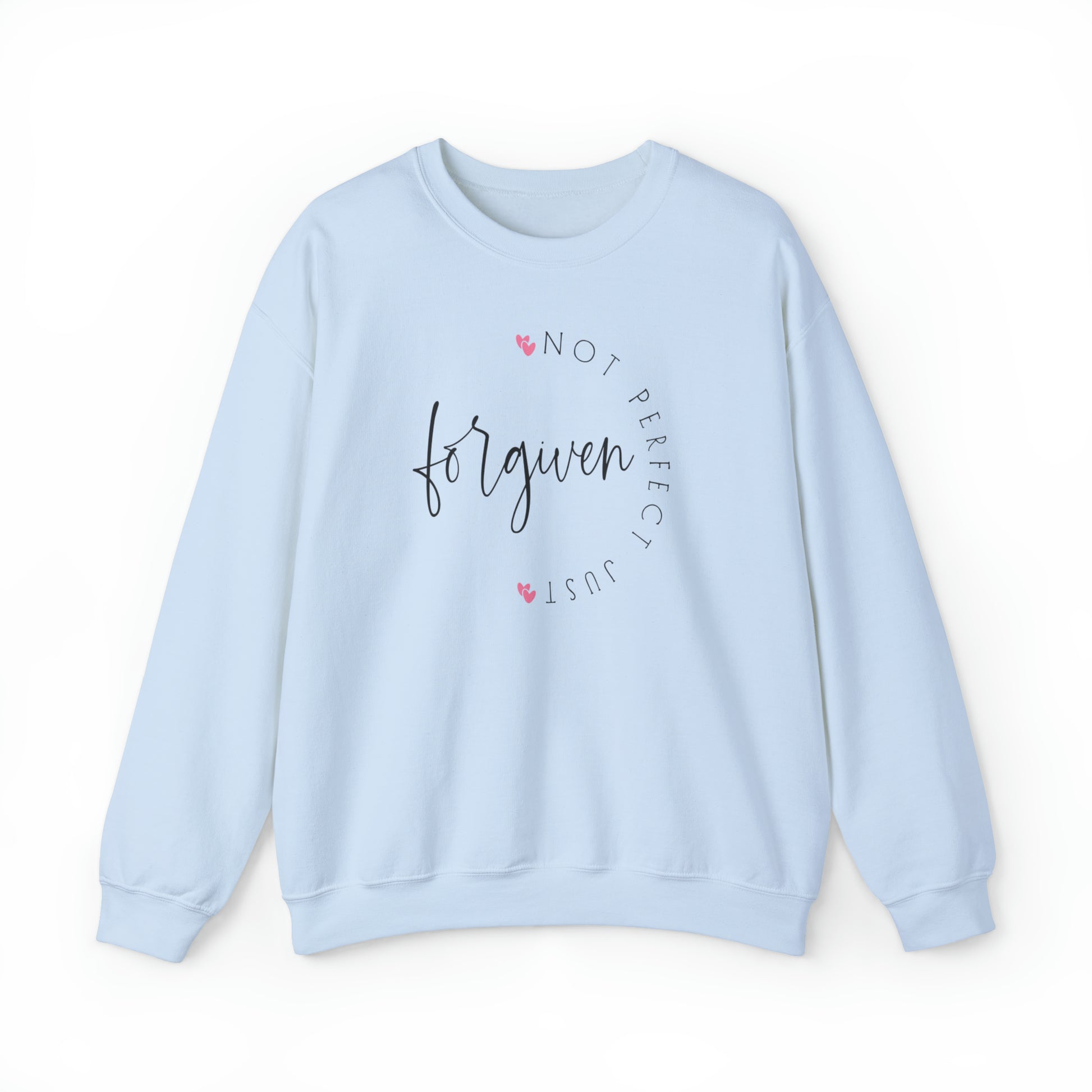 Not Perfect Just Forgiven Christian Sweatshirt Light Blue tosave1life.com