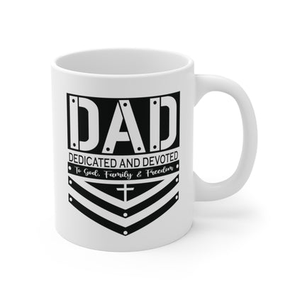 Dad Dedicated and Devoted Christian Mug