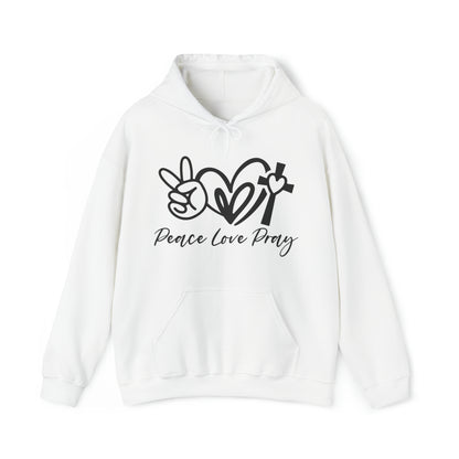 Peace Love Pray Christian Hoodie White tosave1life.com