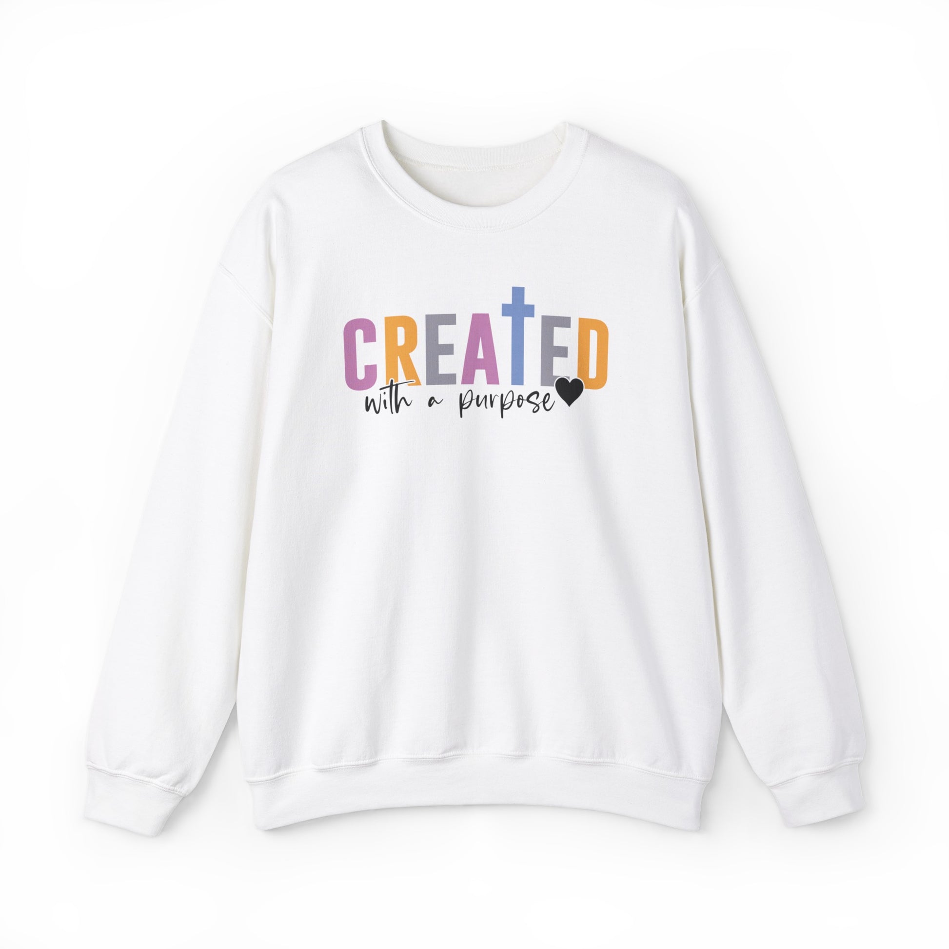 Created With a Purpose Christian Sweatshirt White tosave1life.com