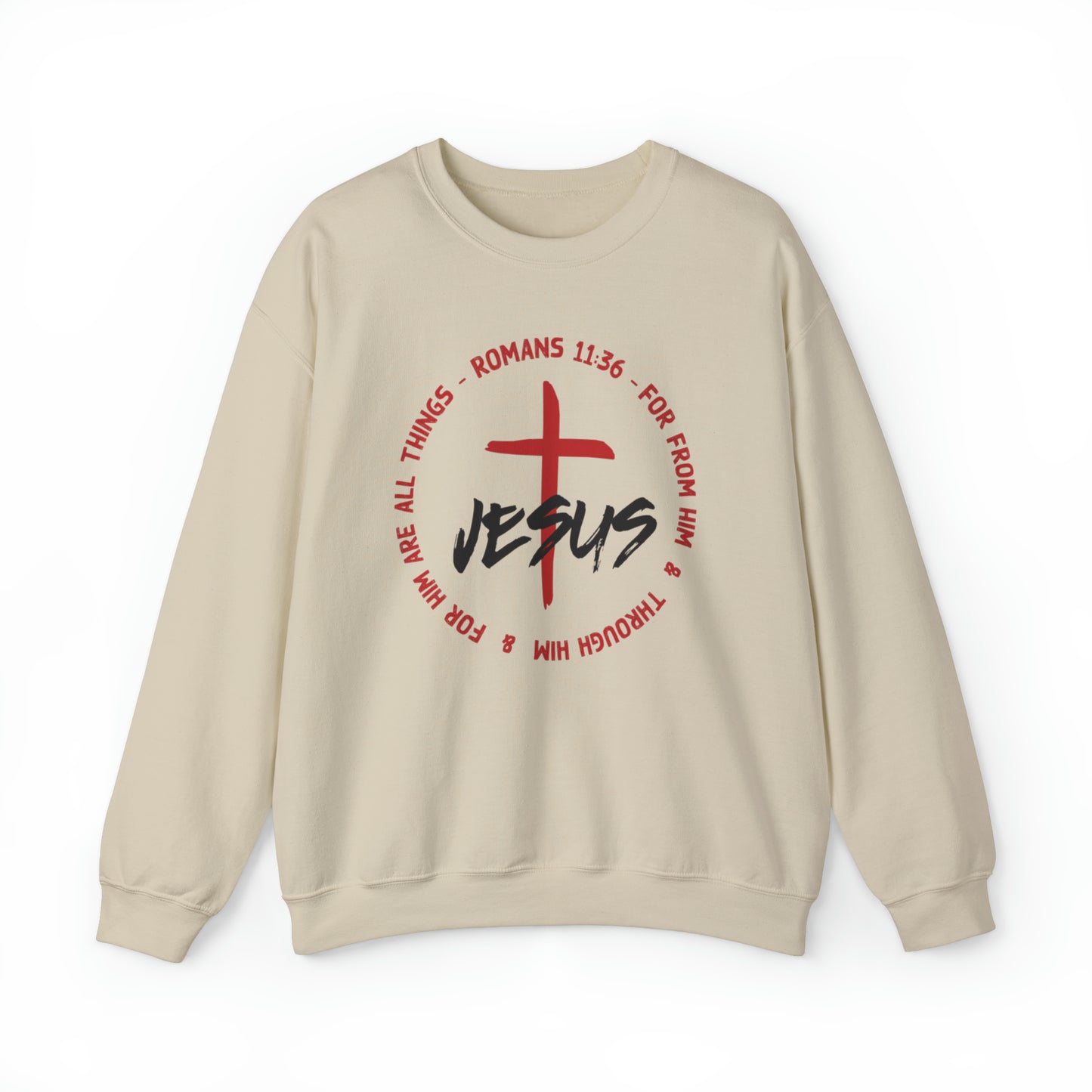 Jesus Romans 11:36 Christian Sweatshirt Sand tosave1life.com