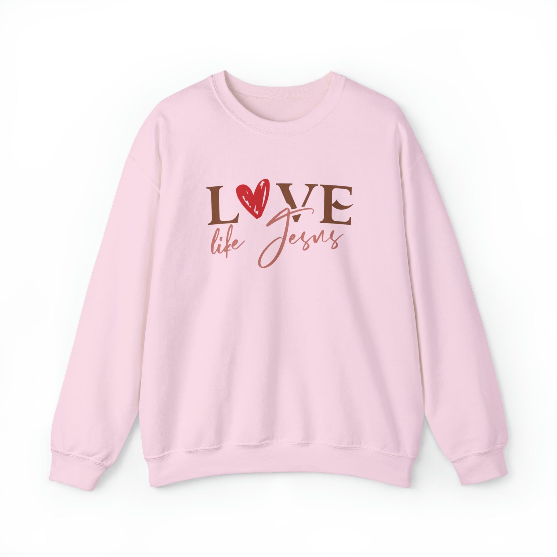 Love Like Jesus Christian Sweatshirt Light Pink tosave1life.com