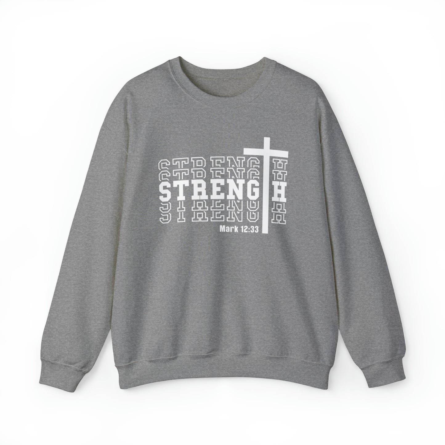 Strength Christian Sweatshirt Graphite Heather tosave1life.com