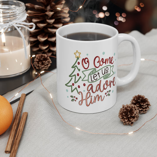 Let Us Adore Him Christmas Mug