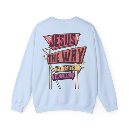 Jesus the Way Christian Sweatshirt Light Blue tosave1life.com