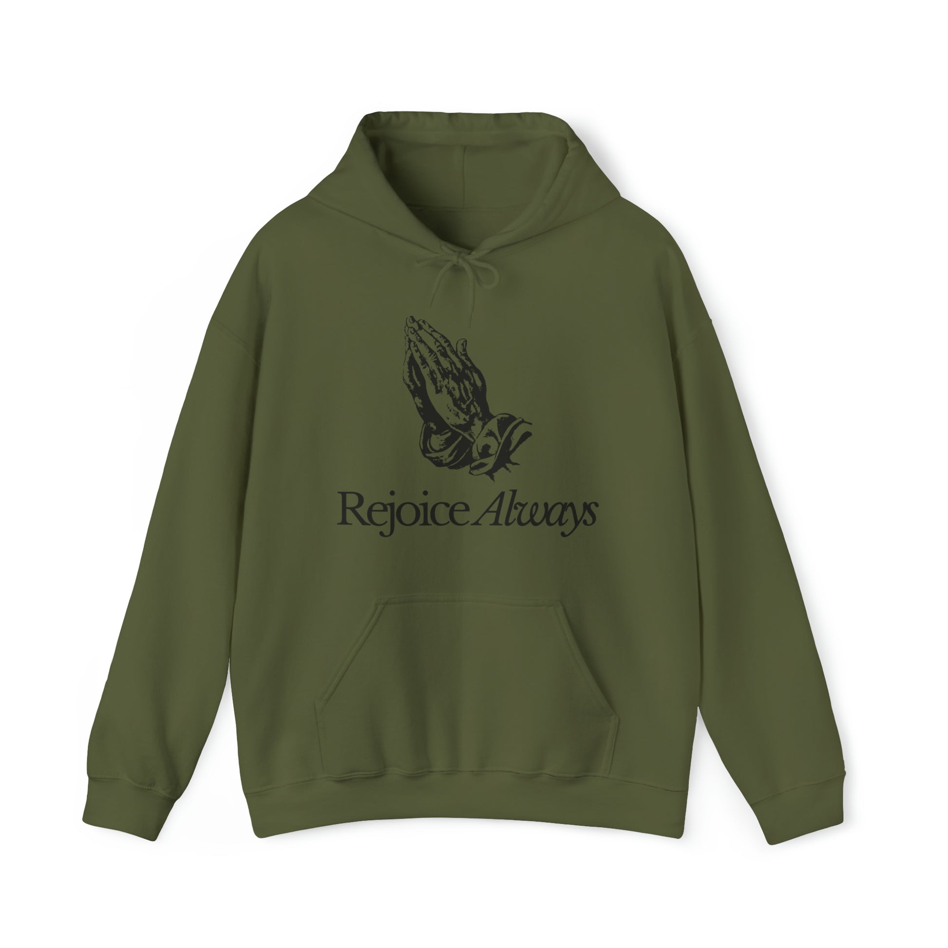 Rejoice Always Christian Hoodie Military Green tosave1life.com