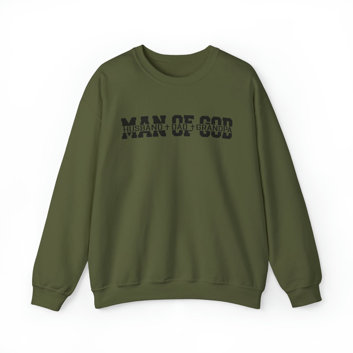 Man of God Christian Sweatshirt Military Green tosave1life.com