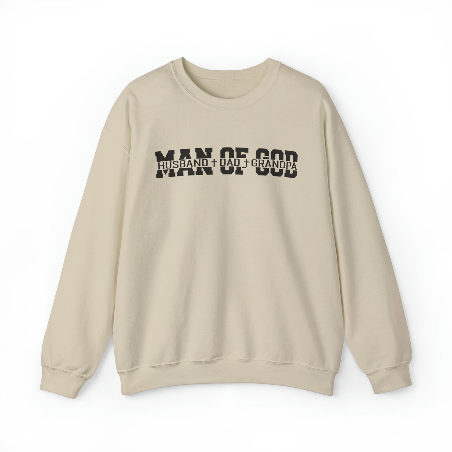 Man of God Christian Sweatshirt Sand tosave1life.com