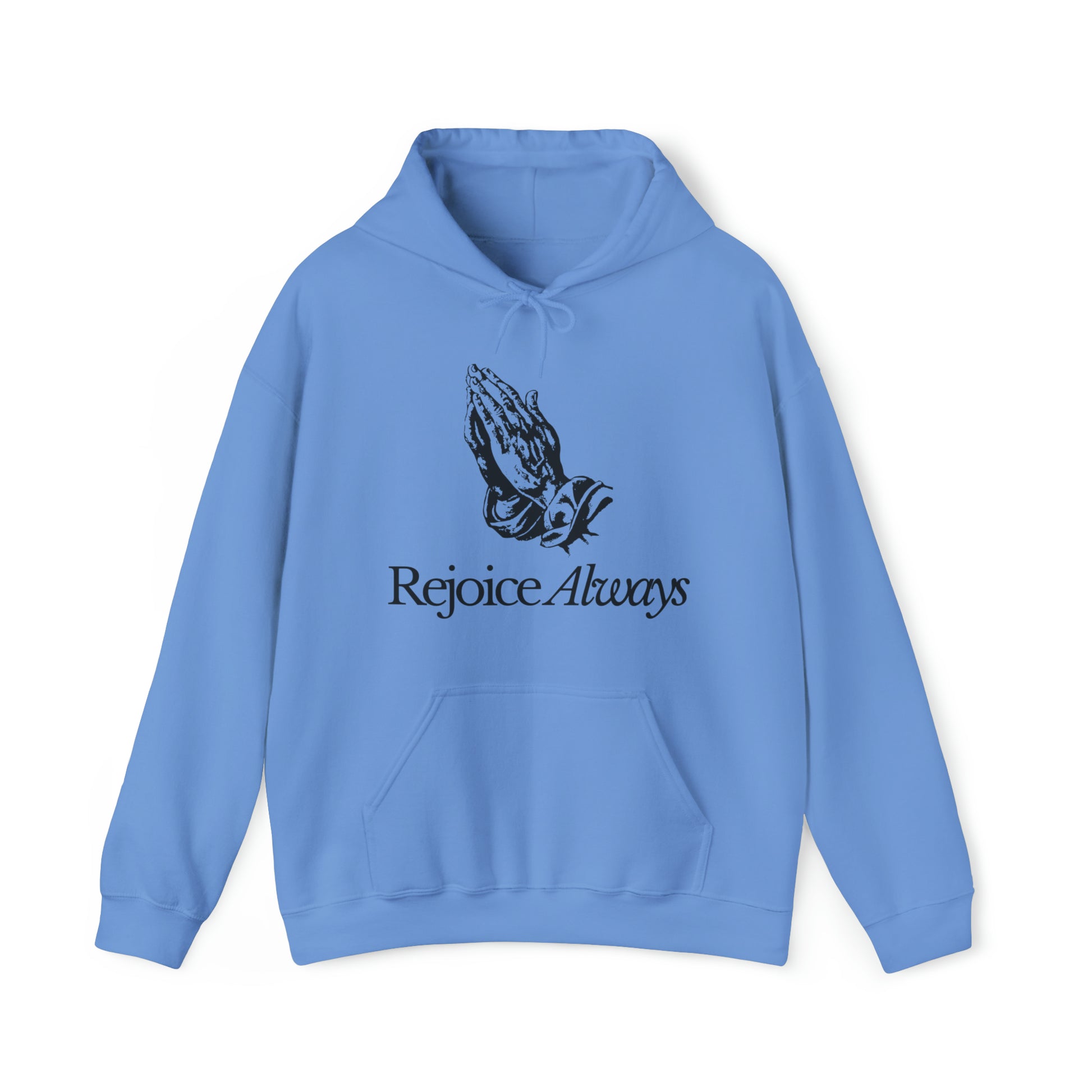 Rejoice Always Christian Hoodie Carolina Blue tosave1life.com