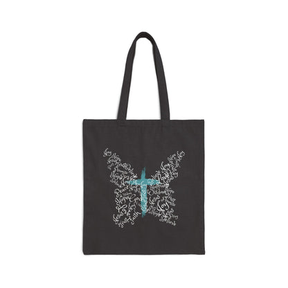 Butterfly Cross Christian Tote Bag