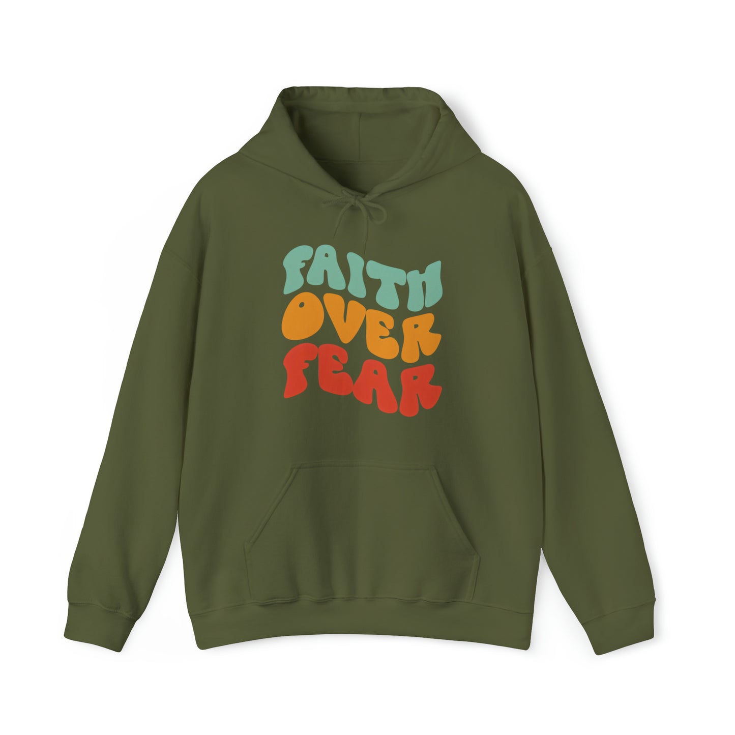 Faith Over Fear Christian Hoodie Military Green tosave1life.com