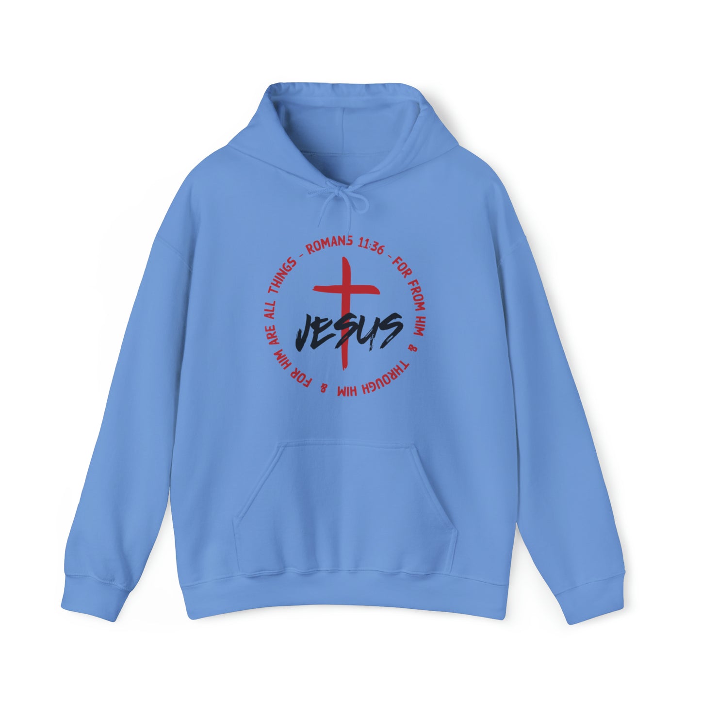 Jesus Romans 11:36 Christian Hoodie Carolina Blue tosave1life.com