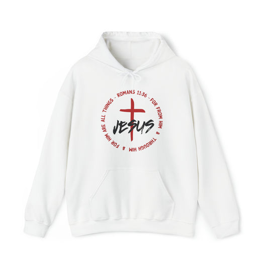 Jesus Romans 11:36 Christian Hoodie White tosave1life.com