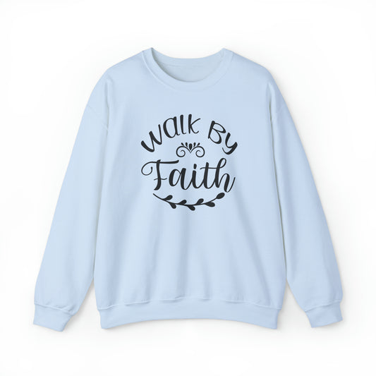 Walk by Faith Christian Sweatshirt Light Blue tosave1life.com