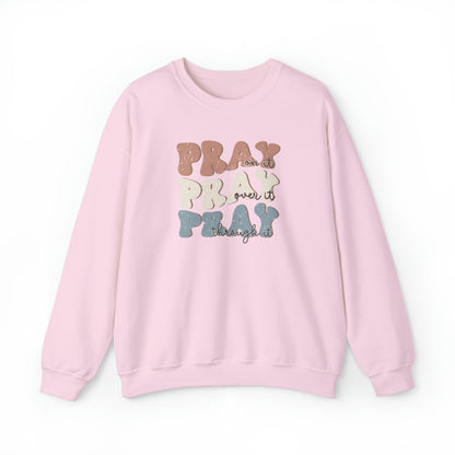 Pray Christian Sweatshirt Light Pink tosave1life.com